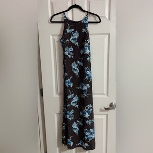 VTG SANS SOUCI brown & blue floral maxi dress - small